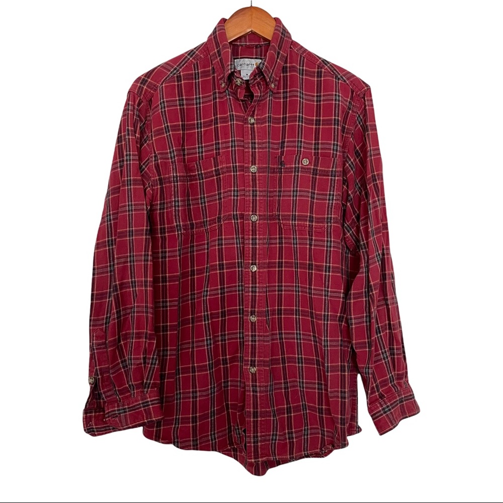 Carhartt Long Sleeve Red Plaid Flannel Shirt Men’s Medium